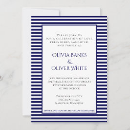 Marinho Azul Striped - Convite De Casamento