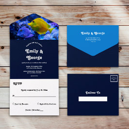 Marinho Azul Submarino Peixe Casamento náutico