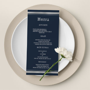Marinho azul tipo máquina de escrever prata Menu d