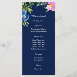 Marinho Azul Violeta Floral Menu Casamento