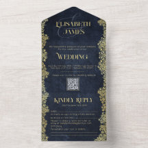 Marinho Barroco Elegante E Casamento Chic Dourado