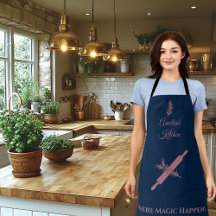 Marinho Blue Apron com Rolling Pin e Rosemary