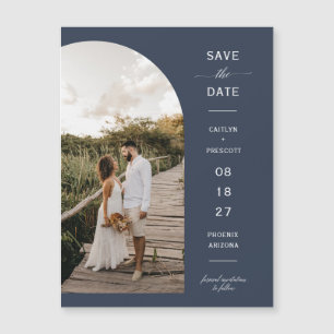Marinho Blue Arch Photo Save the Date Magnetic Car