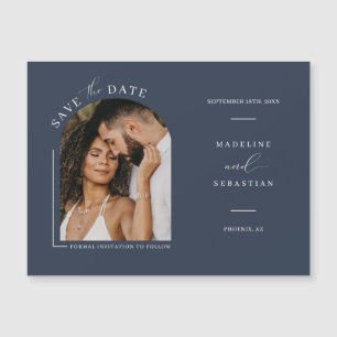 Marinho Blue Arch Photo Save the Date Magnetic Car