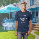 Marinho Blue Bachelor Party T-Shirt<br><div class="desc">Camiseta de marinho azul e texto simples da despedida de solteiro, um design para o futuro ou hosts que veem o azul como um símbolo de confiança e lealdade e preferem o texto sem nenhum elemento de fundo para melhorar a legibilidade. O texto branco contrastando sobre o fundo azul marinho...</div>