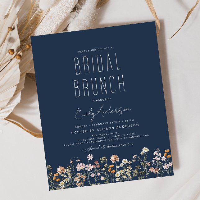 Marinho Blue Boho Wildflower Bridal BrunChá (Criador carregado)