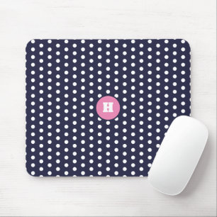 Marinho Blue Bolinhas Monograma Mouse Pad