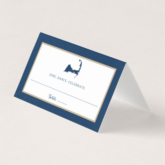 Marinho Blue Cape Cod mapa Dourado do Casamento do (Frente)