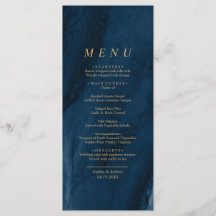 Marinho Blue & Dourado Menu de Casamento da Caligr