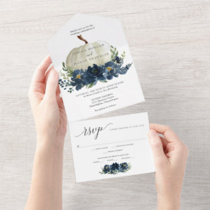 Marinho Blue Floral Pumpkin Casamento