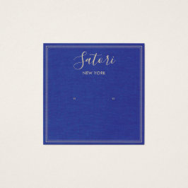 Marinho Blue Linen Signature Stud Earring Display