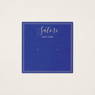 Marinho Blue Linen Signature Stud Earring Display