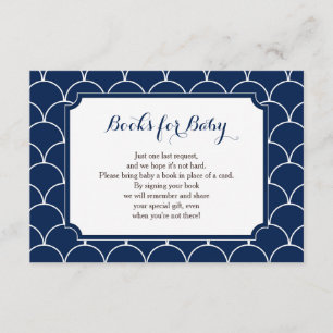 Marinho Blue Scallop Books para Cartão de Inserção