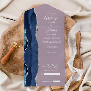 Marinho Blue Silver Agate Casamento Mauve