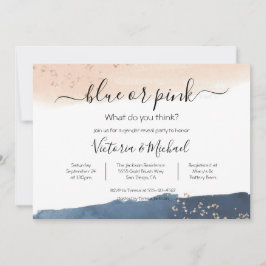 Marinho Blush Dourado Convite para Chá de Revenda 