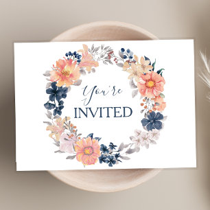 Marinho & Blush Floral Wreath All-Occasion Convite