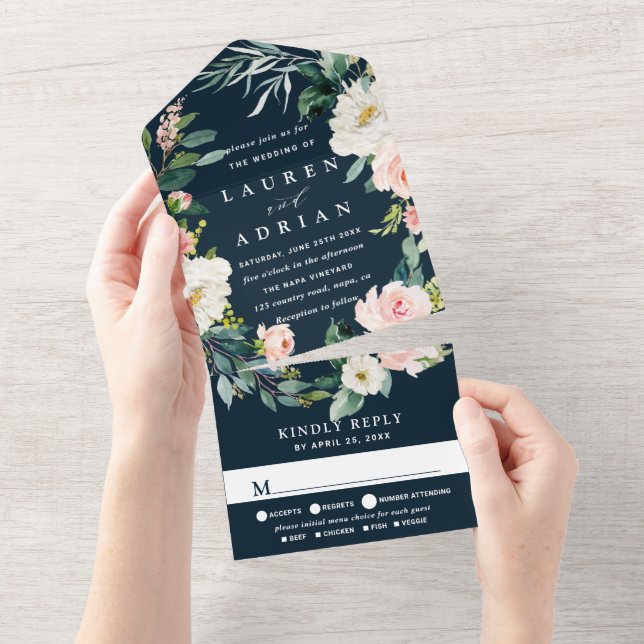 Marinho Blush Floral Wreath Weddin (Tearaway)