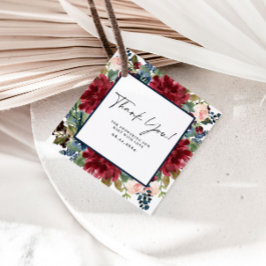 Marinho Borgonha Floral Obrigado Etiquetas De Chá