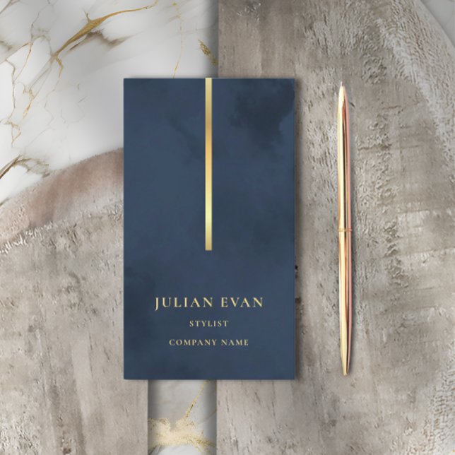 Marinho brilhante elegante Cartão de visita azul D (Criador carregado)