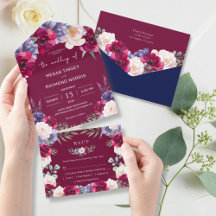 Marinho Burgundy Blush Modern Bloom Casamento vint