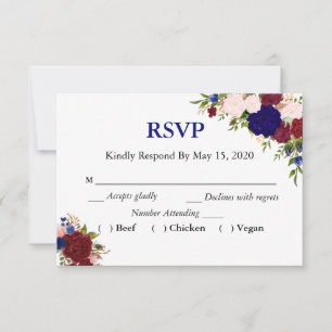 Marinho Burgundy Floral Watercolor RSVP — Refeição