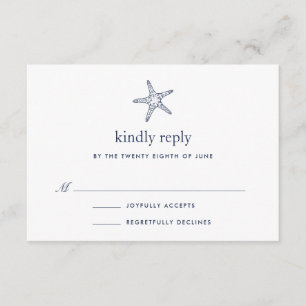 Marinho & cartão branco da estrela do mar RSVP