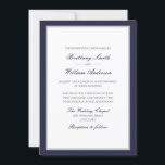 Marinho Clássico Azul com Convite para Casamento d<br><div class="desc">Convite de casamento azul clássico de marinho: junto com a família. Bloco azul marinho e texto tradicional de script dentro de uma borda azul e cinza marinho. Marinho azul de volta. Para ajustar o layout, clique em Personalizar, Editar Texto e, em seguida, clique em e arraste seções de texto para...</div>