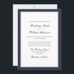 Marinho Clássico Azul com Convite para Casamento d<br><div class="desc">Convite de casamento azul clássico de marinho: junto com a família. Bloco azul marinho e texto tradicional de script dentro de uma borda azul e cinza marinho. Marinho azul de volta. Para ajustar o layout, clique em Personalizar, Editar Texto e, em seguida, clique em e arraste seções de texto para...</div>