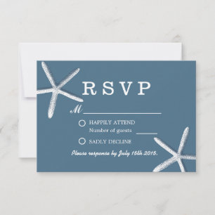 Marinho Clássico Azul Starfish Beach Wedding RSVP