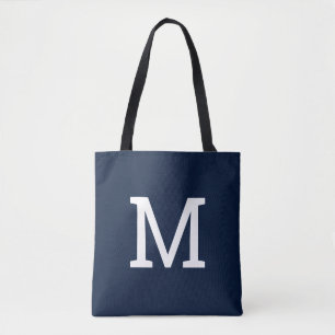 Marinho Clássico Blue Monograma Tote Bag Inicial