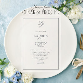 Marinho Clássico Casamento de Monograma Azul
