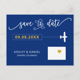 Marinho Colorado Wedding Salve Cartões de Mapa de