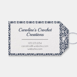 Marinho Com Etiqueta De Padrão De Lace De Crochet