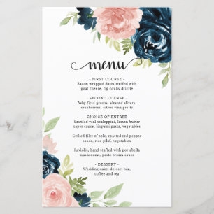 Marinho Cor-de-Rosa Azul, Floral Elegante Menu