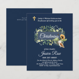 Marinho Coruja Sunflower Christening Invita batism