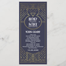 Marinho de Art Deco Vintage e Programas de Casamen