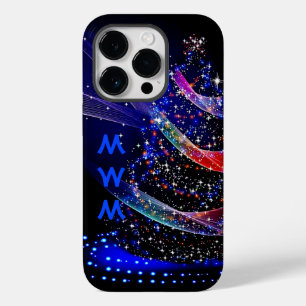 Marinho de Árvore de Natal Glitter do Monograma Tr