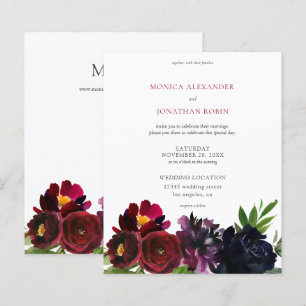 Marinho de Borgonha Plum Floral Casamento