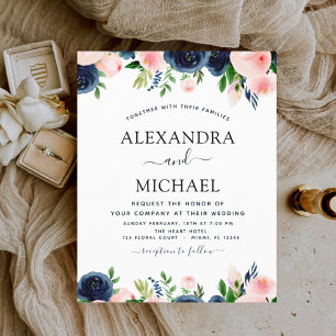 Marinho de Casamento de Orçamento Azul Cor-de-rosa