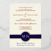 Marinho de Casamento Moderno de Luxe Monograma Dou