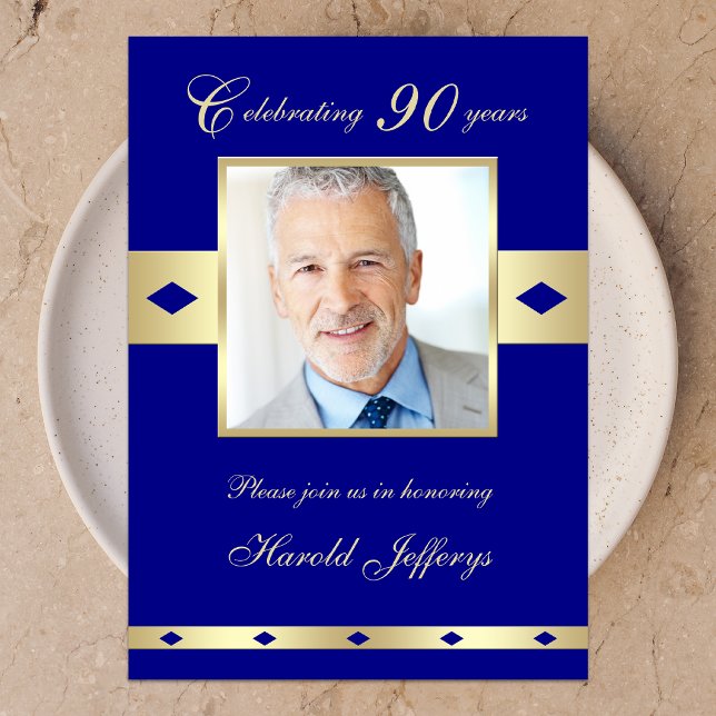 Marinho de Convite de aniversário de fotos 90 (Criador carregado)