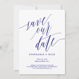 Marinho de Convite de Script Elegante Preto Azul