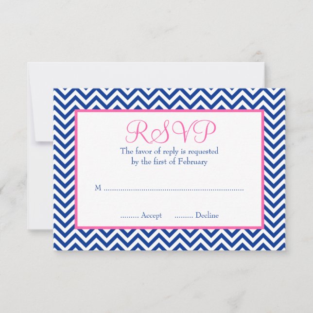 Marinho de divisa Blue Pink Bat Mitzvah RSVP (Frente)