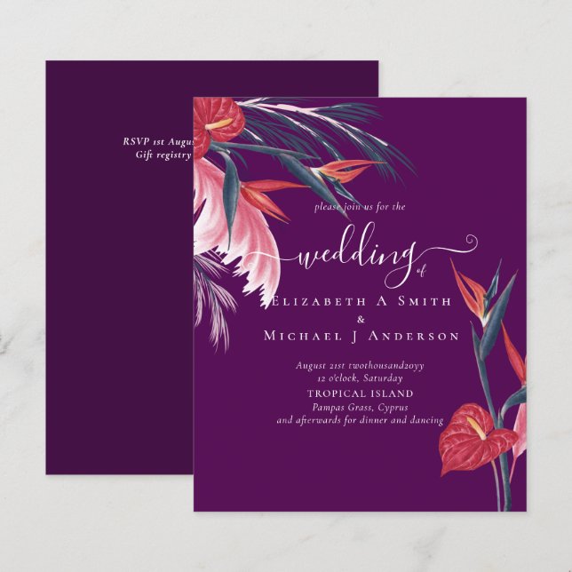 MARINHO de Grama de Pampas Tropicais do ORÇAMENTO  (Frente/Verso)