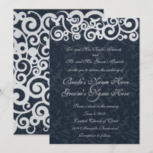 Marinho de inverno Blue Swirls Convite para casame