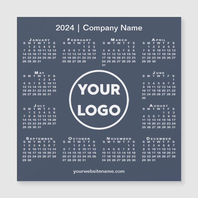 Marinho de logotipo da empresa no calendário moder (Frente)