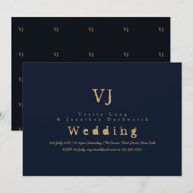 Marinho de Máquina de Máquina de Escritura Convite (Frente/Verso)