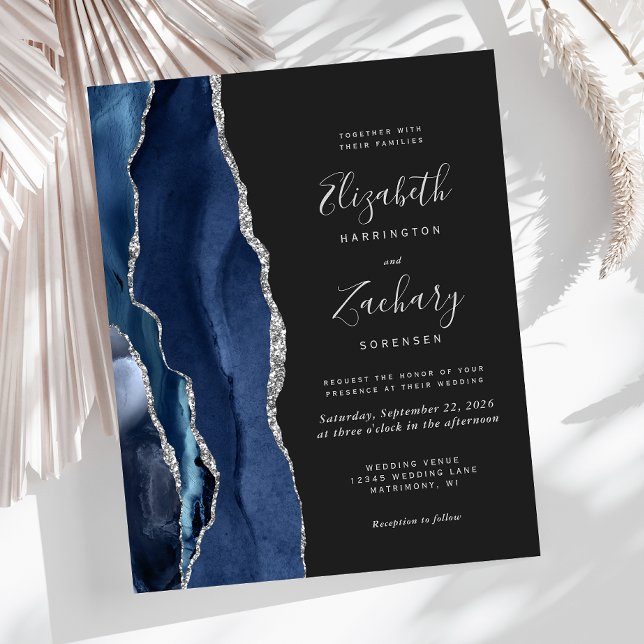 Marinho de Orçamento Azul Prata Agate Casamento Ne (Criador carregado)