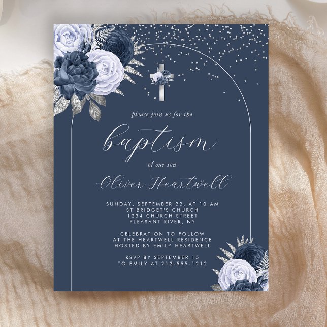 Marinho De Orçamento Blue Floral Arch Cross Botism (Criador carregado)