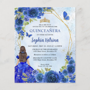 Marinho de Orçamento Blue Floral Princesa Quinceañ